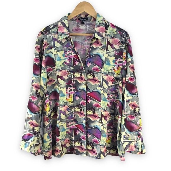 Wyatt Rose abstract art print blouse size XL - Picture 1 of 10